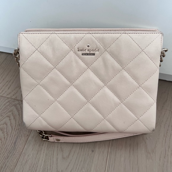 Kate Spade Blush Pink Quilted Gold Chain Crossbody Handbag - Picture 2 of 16